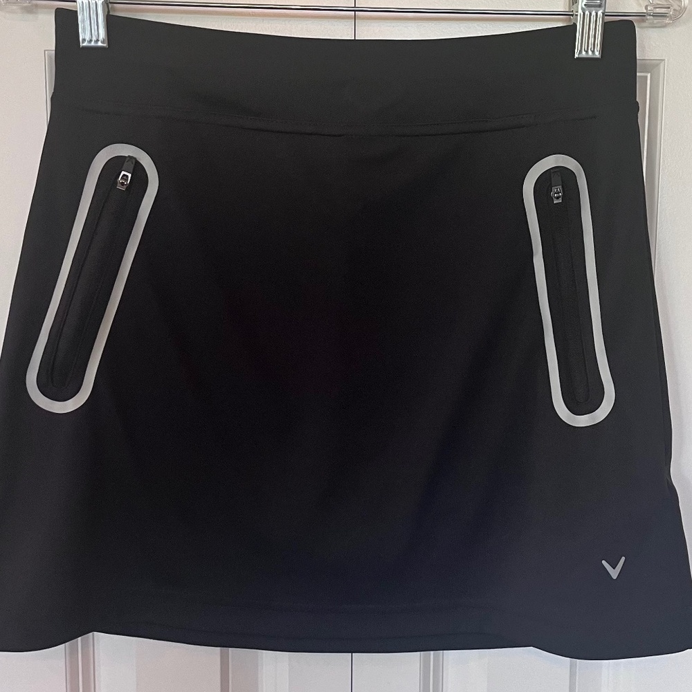 Callaway Womens black golf skort opti dri tech material size small pull on EUC